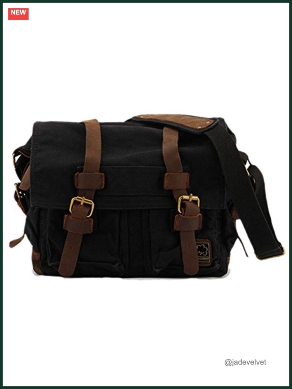 Vintage Military Canvas Leather Laptop Messenger Bag 15-Inch